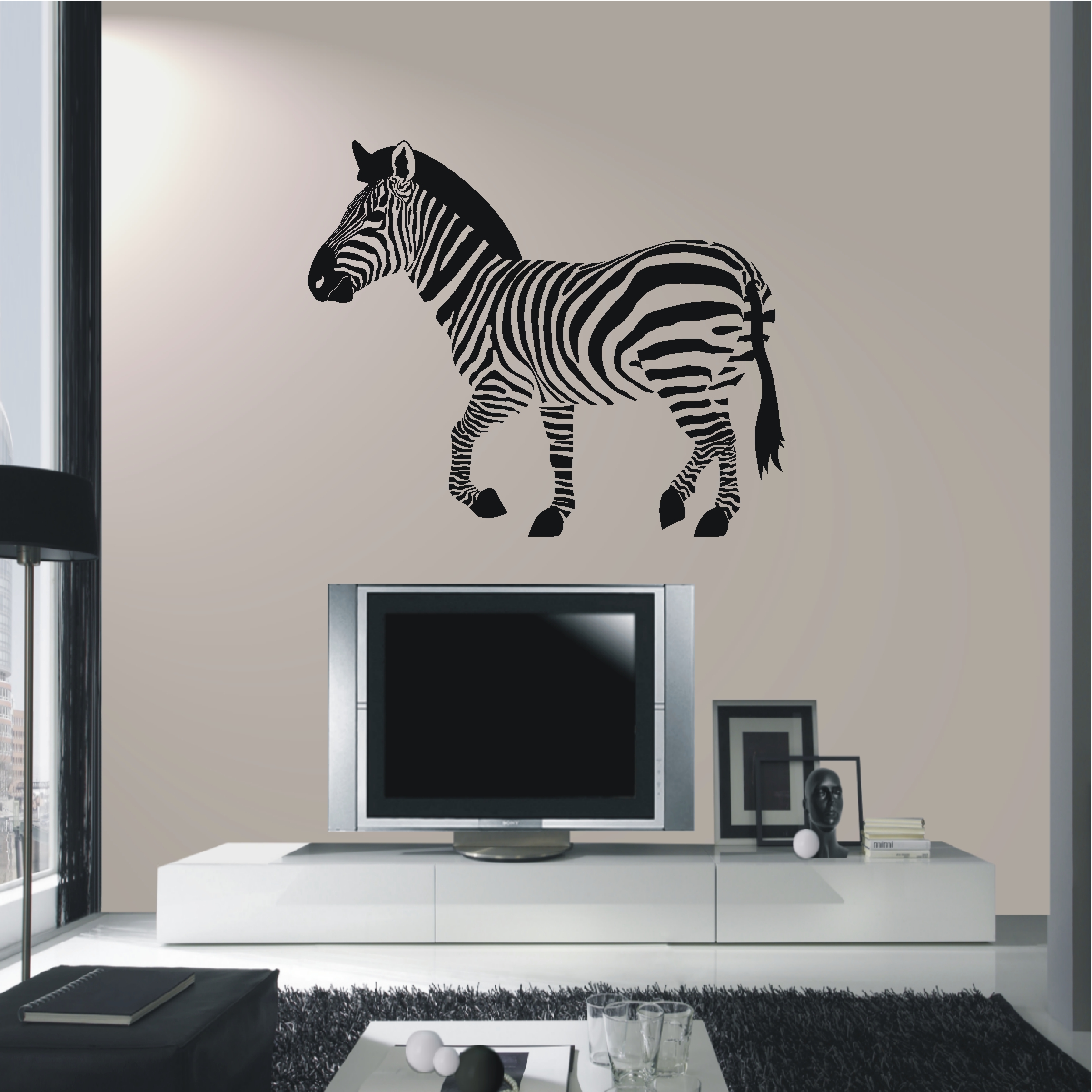 WANDTATTOO Wandaufkleber Zebra Afrika Deko Sticker Wohnzimmer Flur
